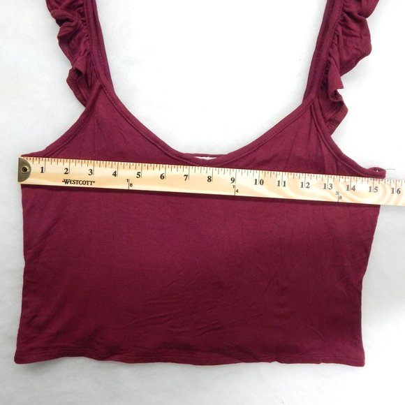 L.A Hearts Flutter Sleeve Crop Tank Top Womens Pacsun Burgundy Size M - Picture 4 of 8